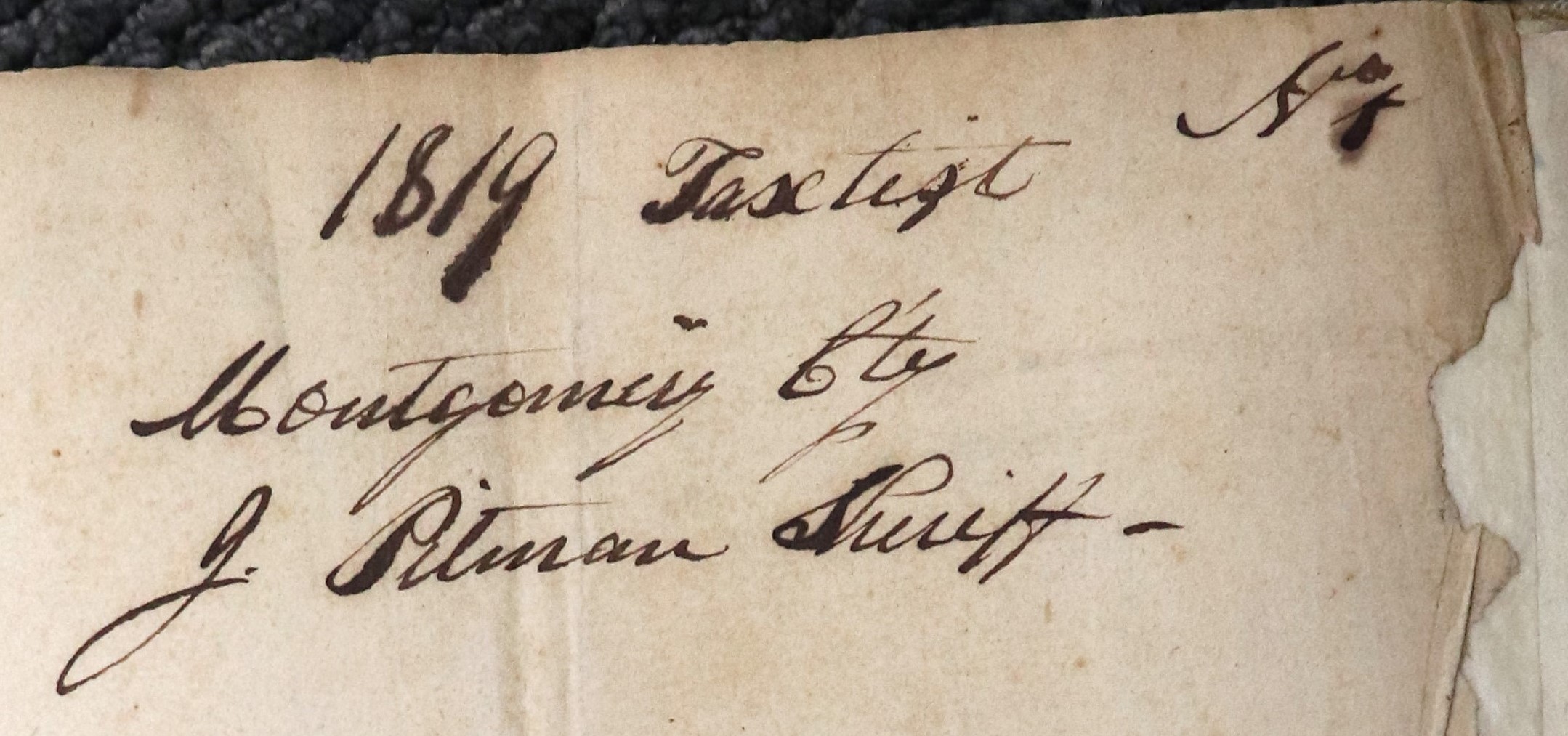 1819 Tax List Montgomery Cty J Pitman Sheriff